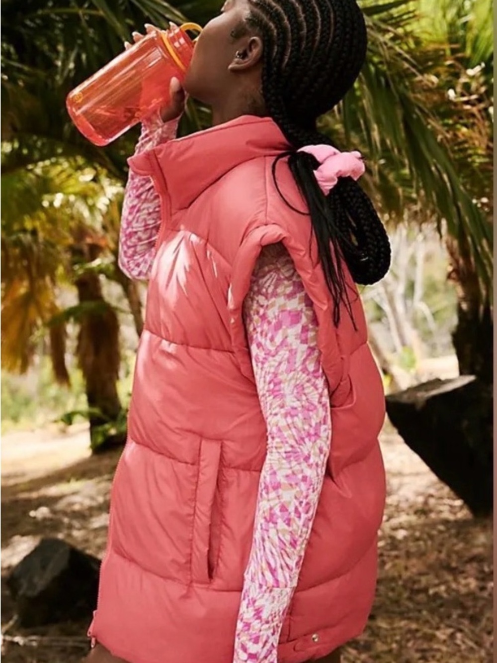 FP Movement by Free People Coral Pink Quilted Puffer Vest